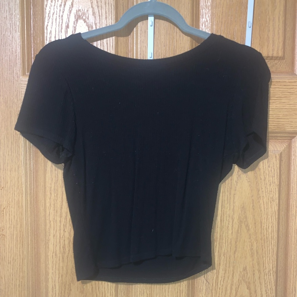 black ribbed crop top size large